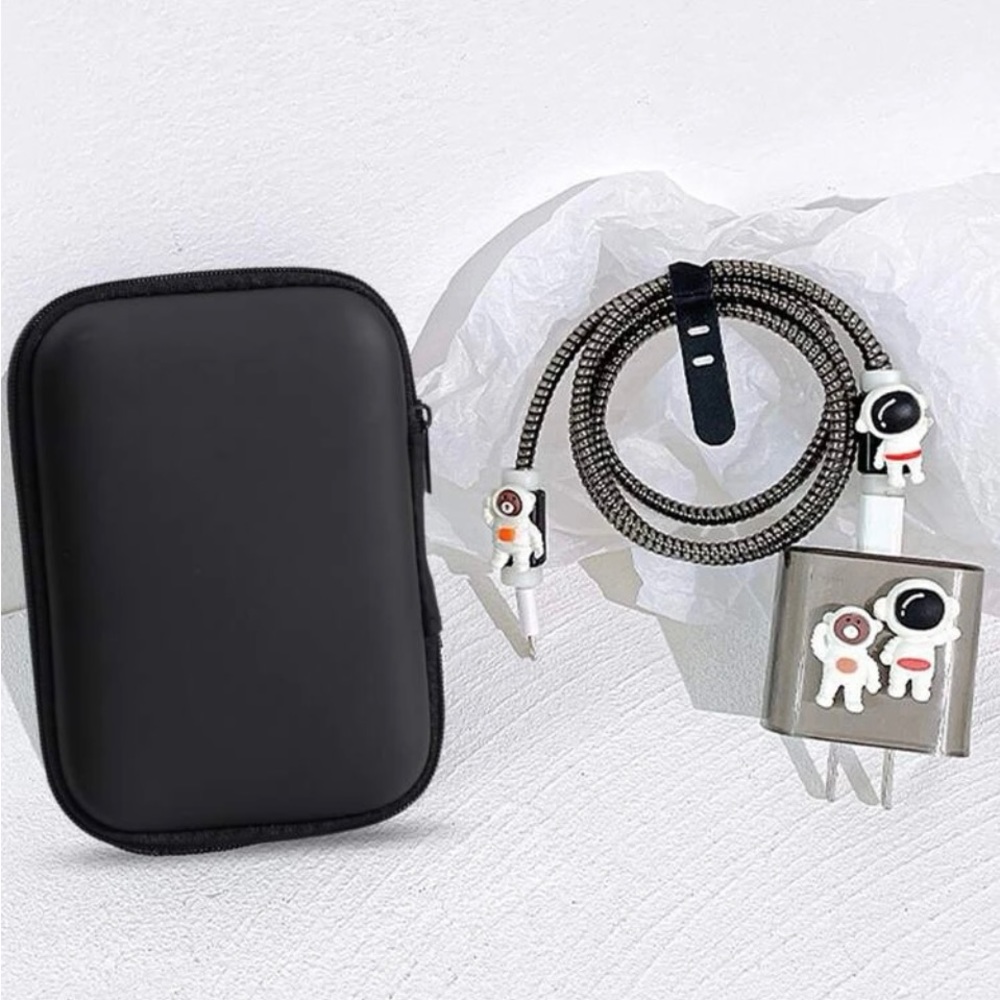 6pcs Bear Decor Anti-breakage Data Cable Protector & Charger Head Cover & Bag